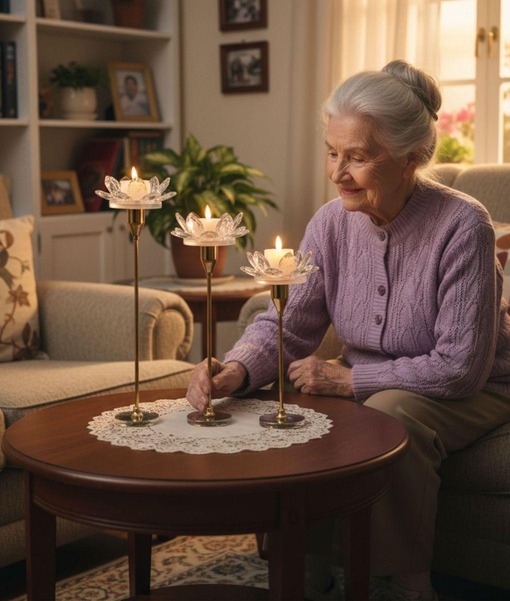 Set 3 Portavelas Decorativo Flor Pétalos Adorno Hogar Jhn-5