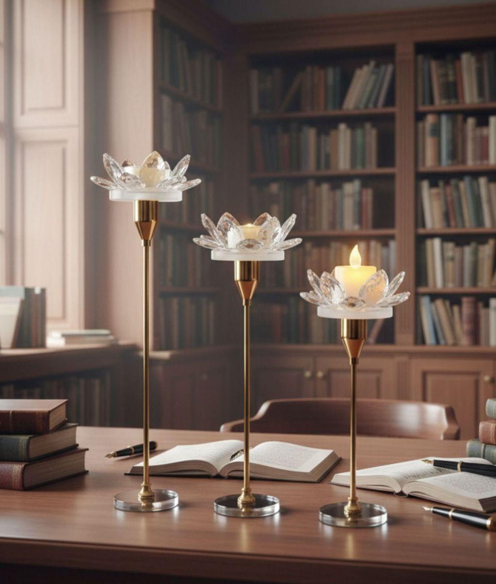 Set 3 Portavelas Decorativo Flor Pétalos Adorno Hogar Jhn-6