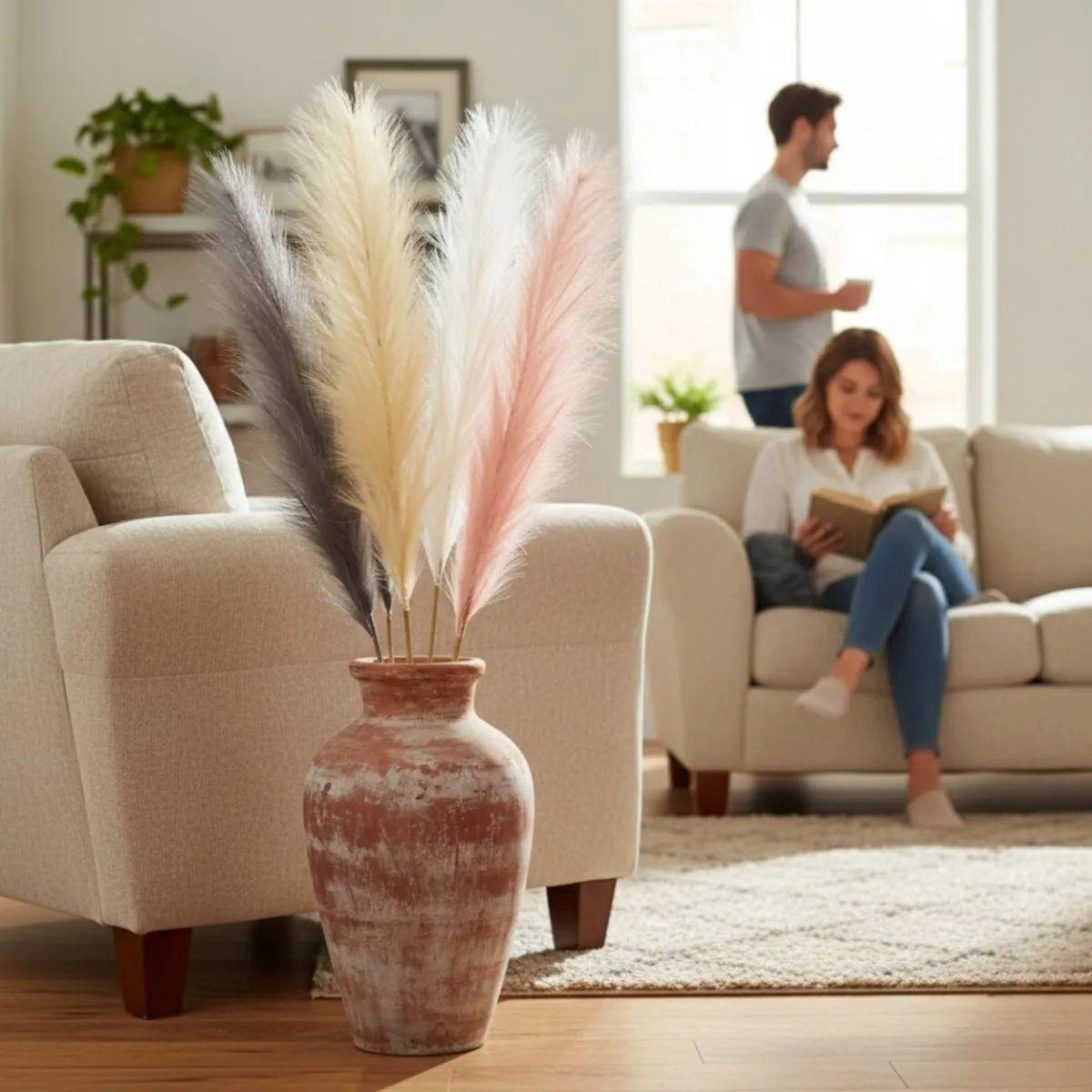 Bouquet 4 Pampas Grass Decoración Hogar Plumas Naturales  AJ-3
