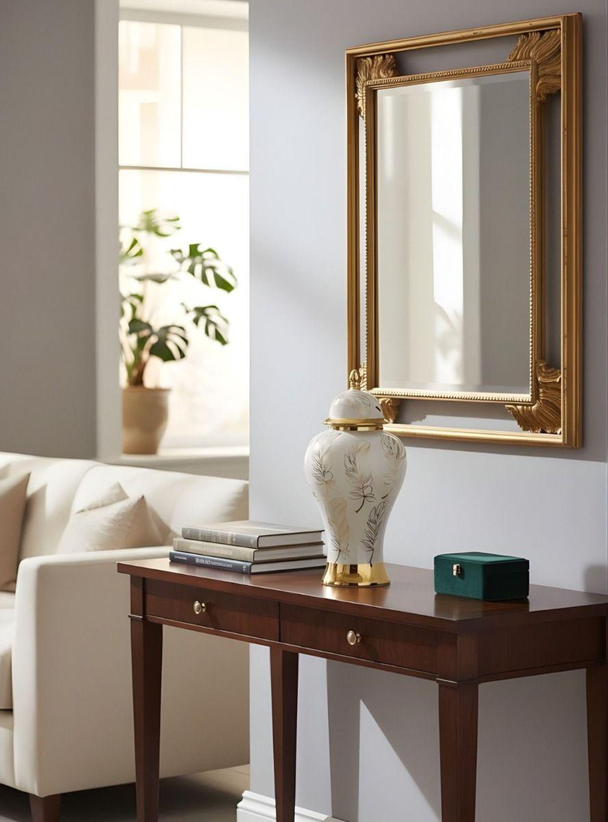 Potiche Decorativo Elegante Jarrón Diseño Plumas Adorno Jhn-5