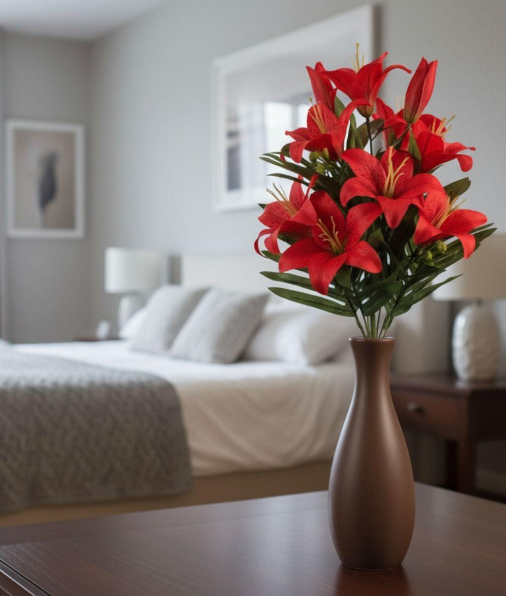 Set 2 Flores Artificiales Ramo Lirios Decoración Adorno Jhn-9