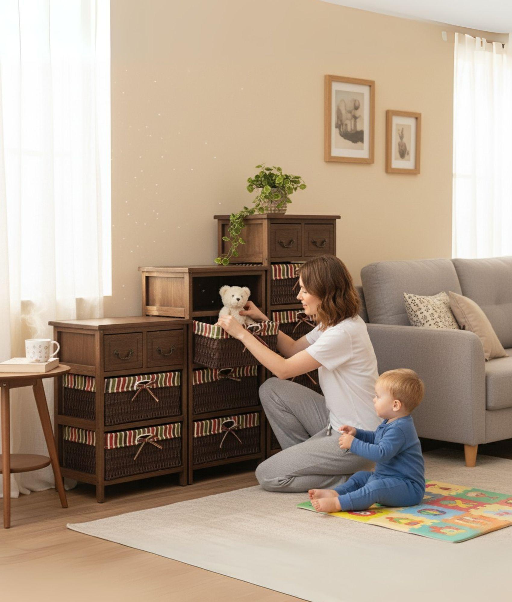 Cómoda Decorativa Almacenamiento Elegante Funcional Jhn-6