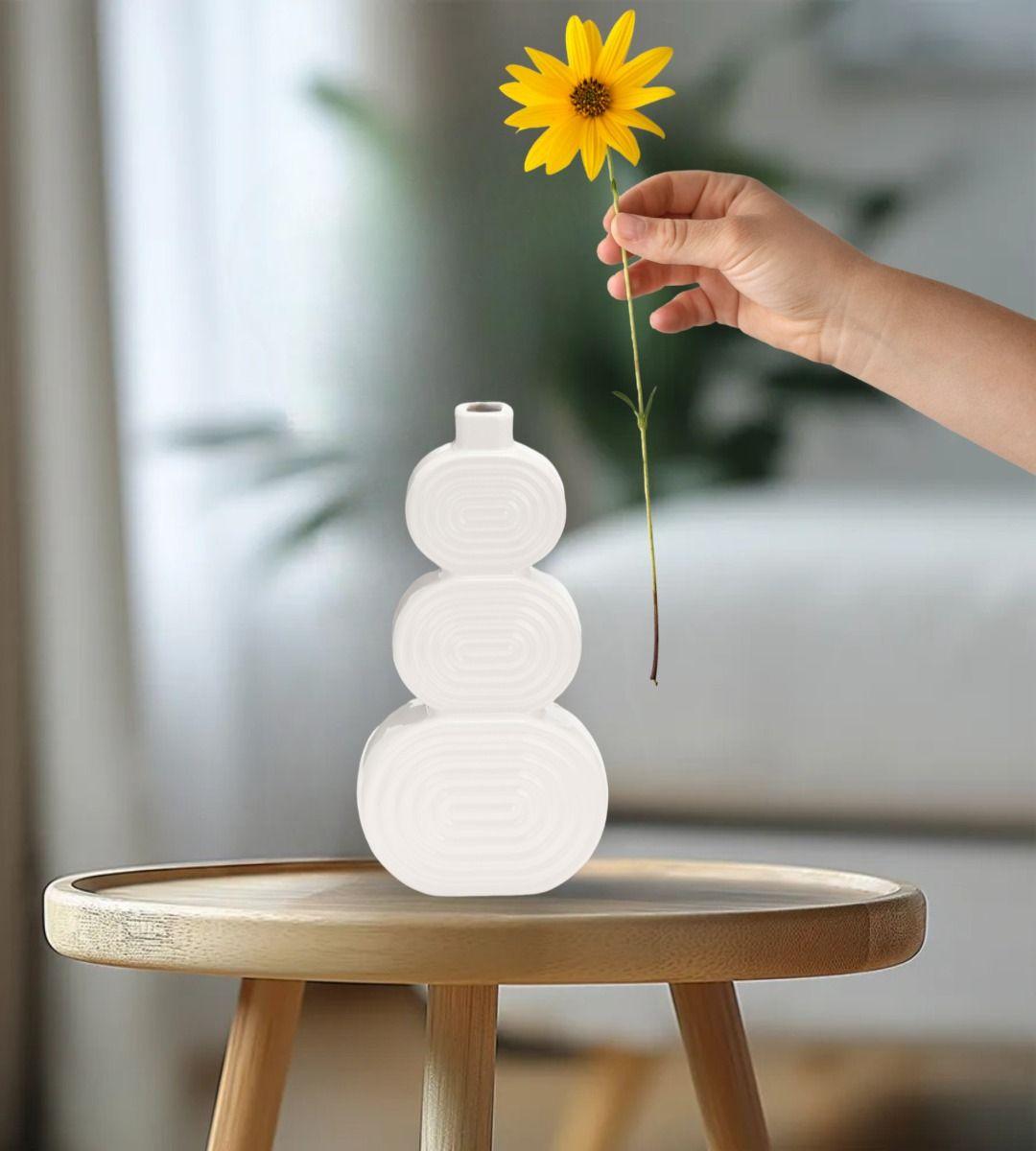 Jarrón Florero Circular Apilado Abstracto Decoración Jhn-2