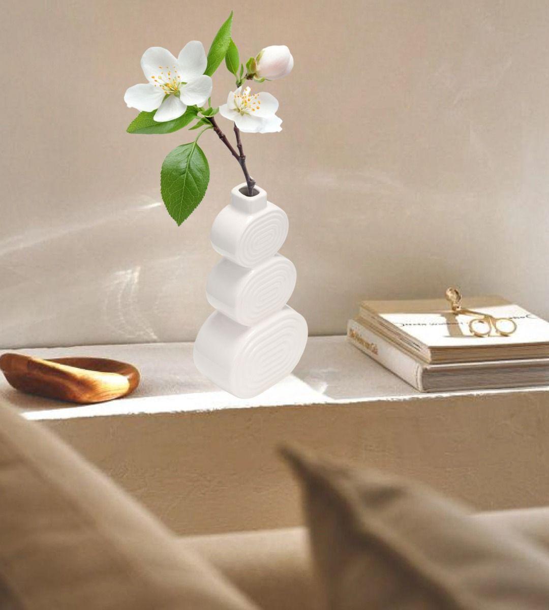 Jarrón Florero Circular Apilado Abstracto Decoración Jhn-4