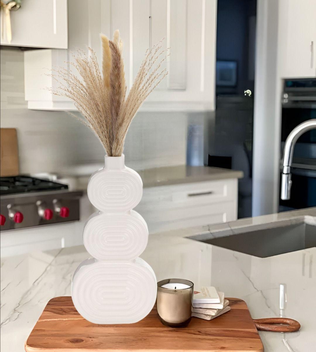 Jarrón Florero Circular Apilado Abstracto Decoración Jhn-7