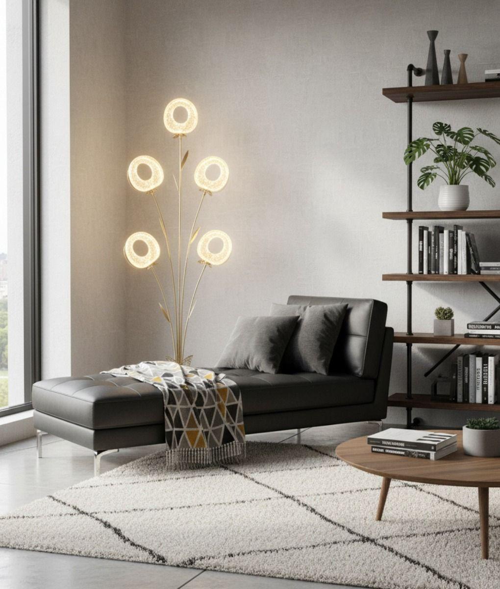 Lámpara Pie Escultural Iluminación Diseño Funcional Jhn-2