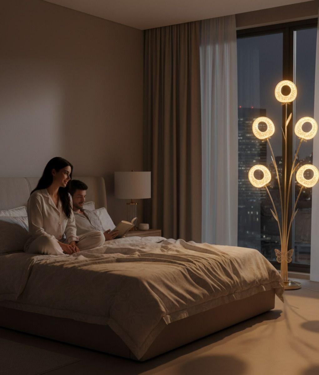 Lámpara Pie Escultural Iluminación Diseño Funcional Jhn-6