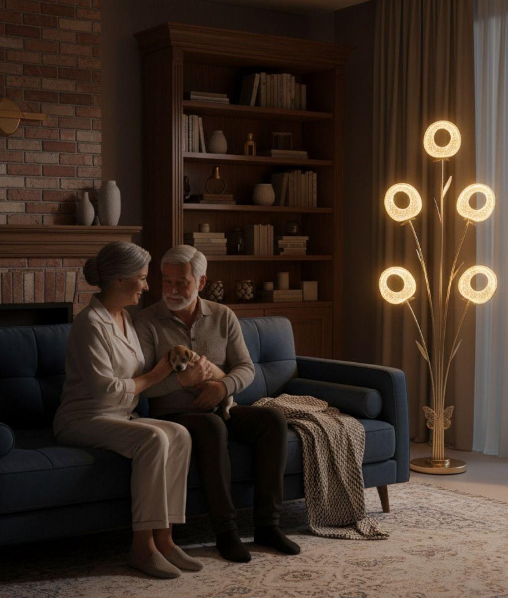 Lámpara Pie Escultural Iluminación Diseño Funcional Jhn-7