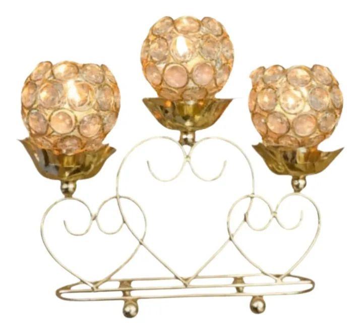 Portavela Triple Diseño Globos Adorno Base Corazón Jhn-1