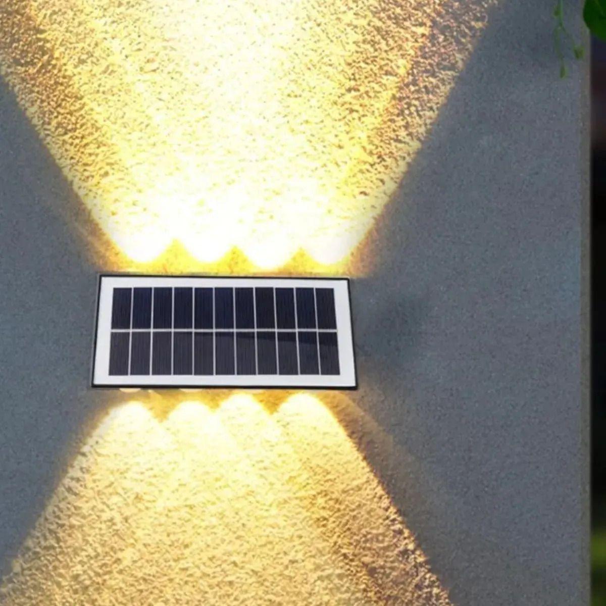 Lámpara Solar Pared Led 8 Focos Exterior Luz Cálida ALJ-8