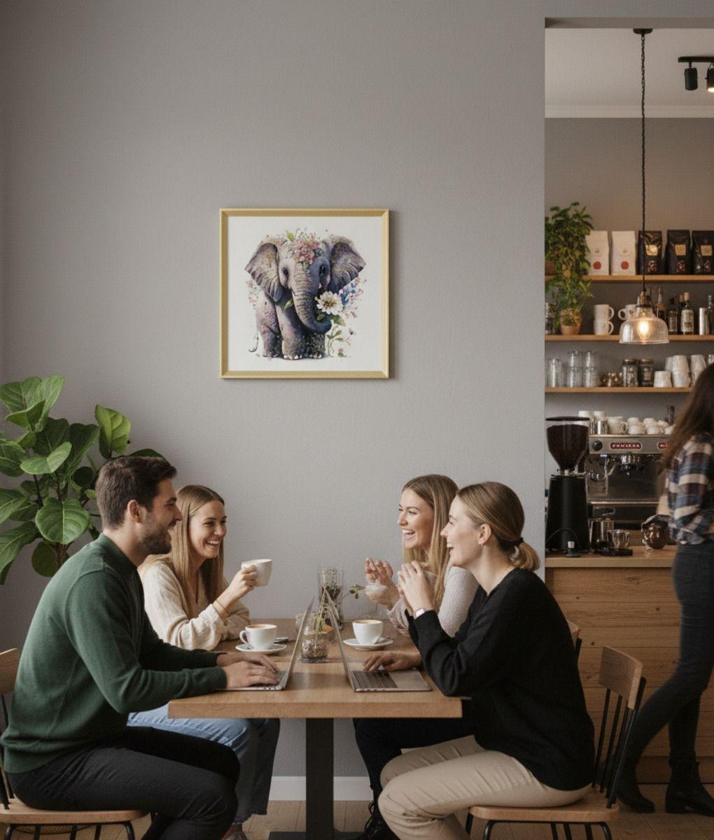 Cuadro Decorativo Elefante Floral Fantasía Elegancia Jhn-4