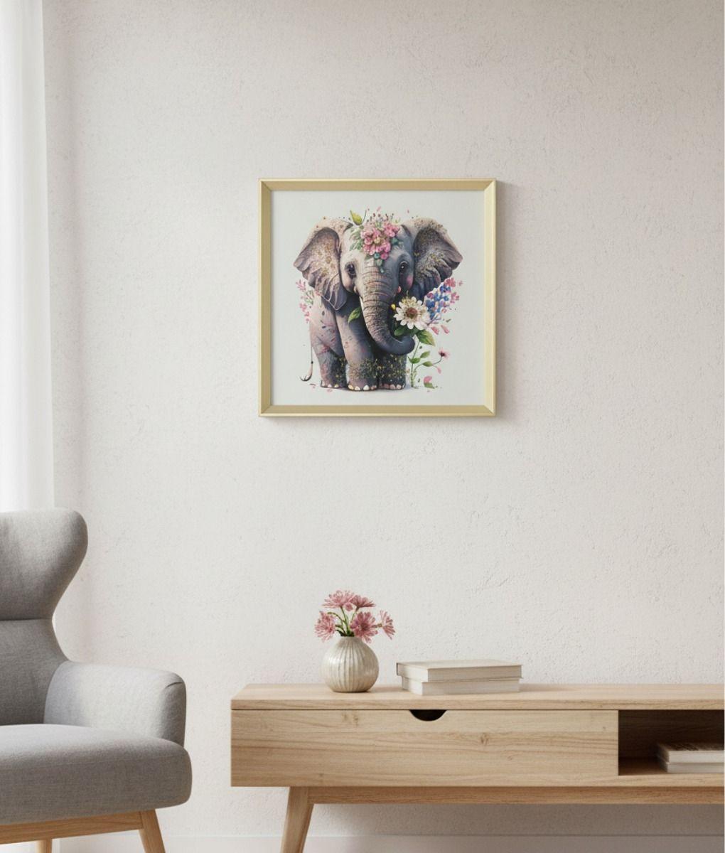 Cuadro Decorativo Elefante Floral Fantasía Elegancia Jhn-8