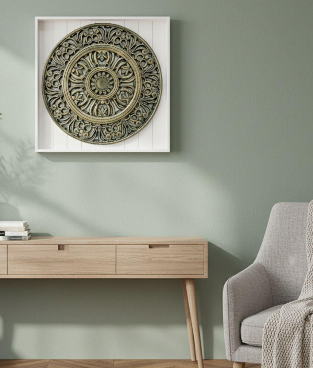 Decoración Pared Cuadro Arte Mural Mándala Contraste Jhn-9