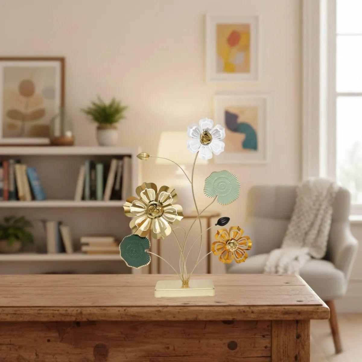 Figura Decorativa Escultura  Ramo Floral Metal Adorno ALJ-5