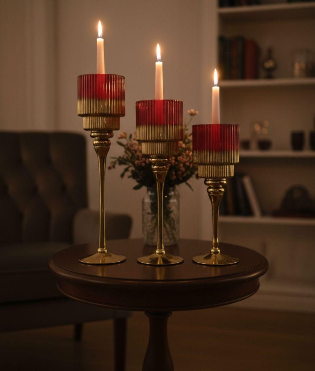 Set 3 Portavelas Candelabro Decorativo Adorno Funcional Jhn-9