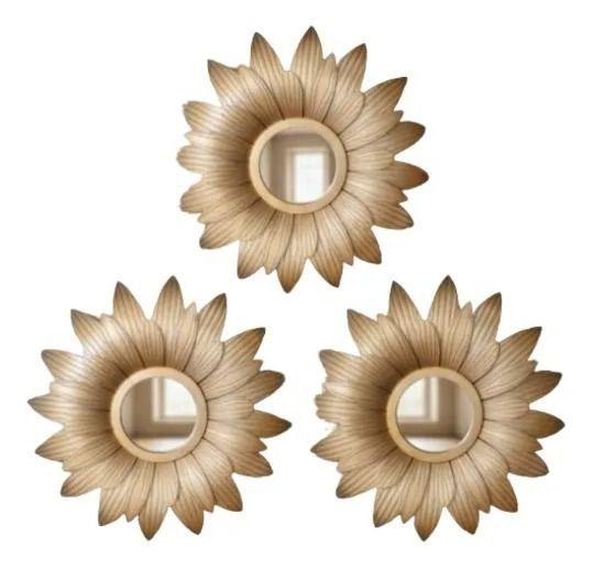 Set 3 Espejo Decorativo Pared Estilo Girasol Vintage Jhn-2