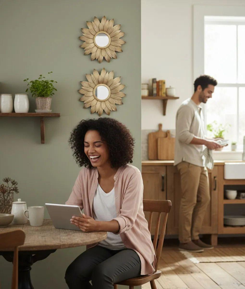 Set 3 Espejo Decorativo Pared Estilo Girasol Vintage Jhn-3