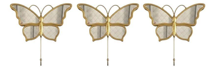 Set 3 Espejo Decorativo Mariposa Adorno Pared Hogar Jhn-2