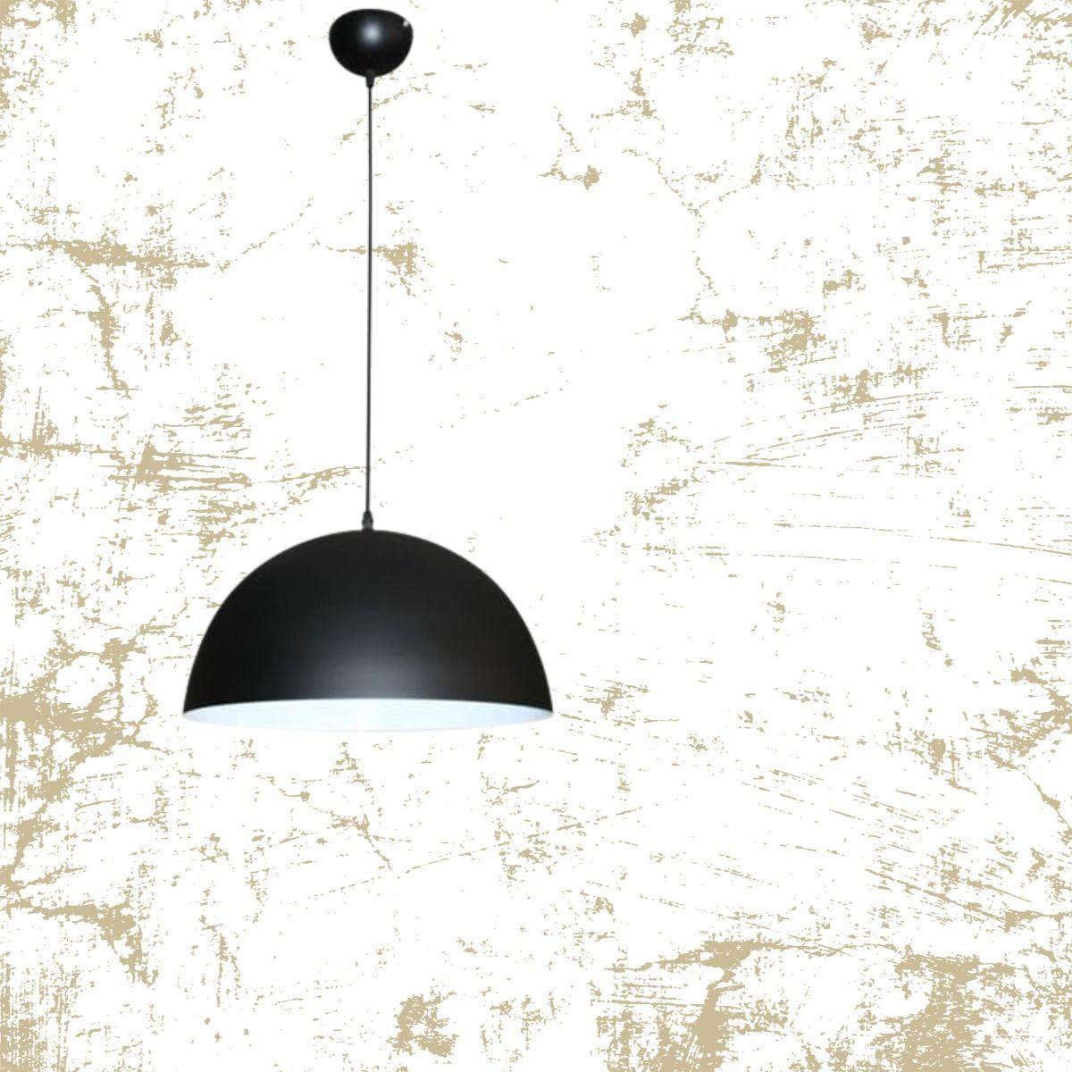 Lámpara Colgante Techo Moderna Media Esfera Negro Jhn-6