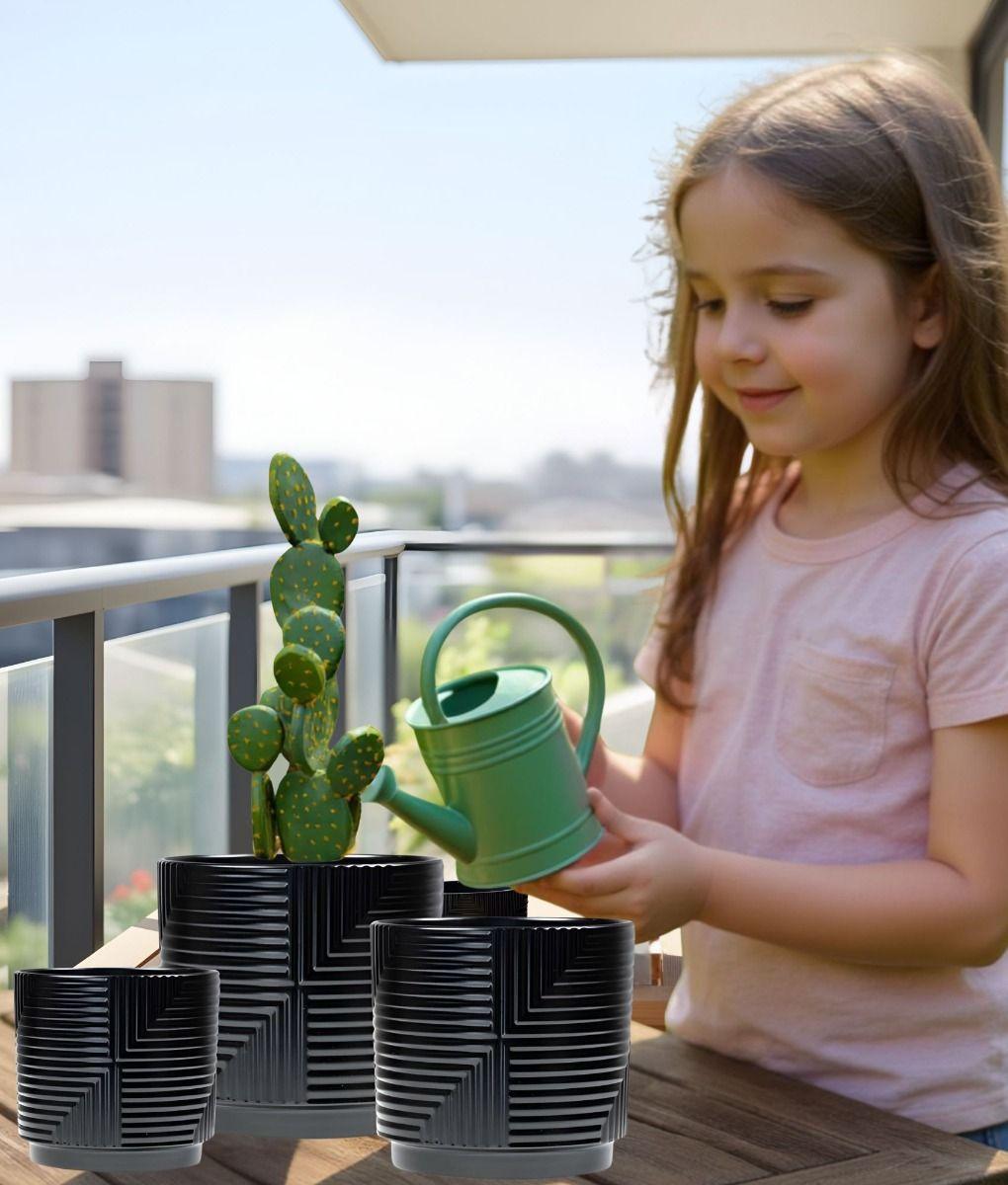 Set 3 Macetero Decorativo Diseño Geométrico Hogar Adorno Jhn-3