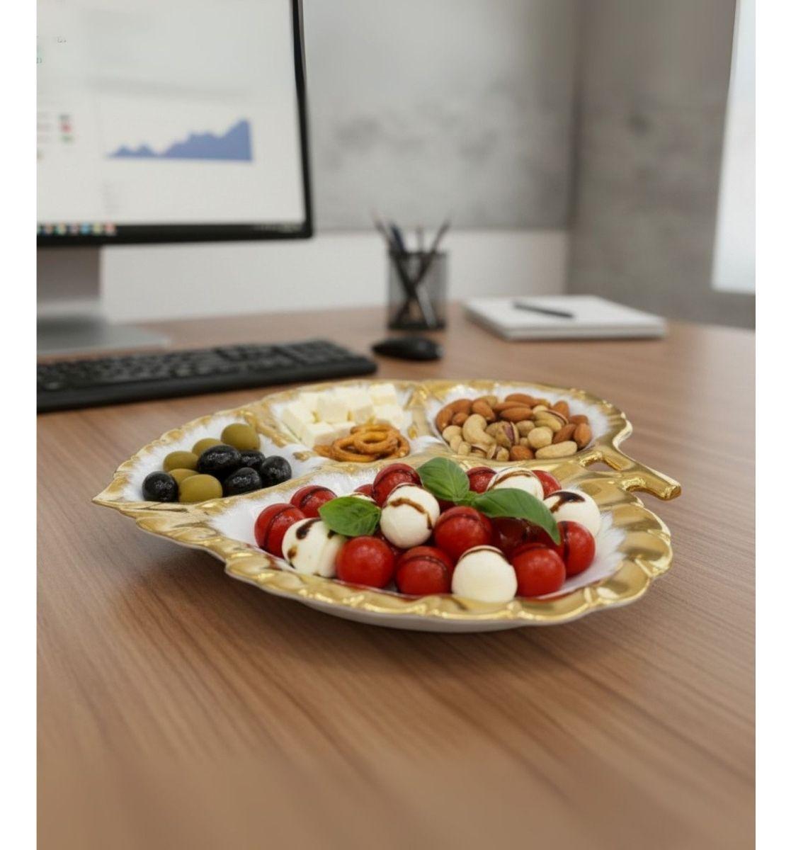 Bandeja Decorativa Aperitivos Forma Hoja Festoneada Jhn-5
