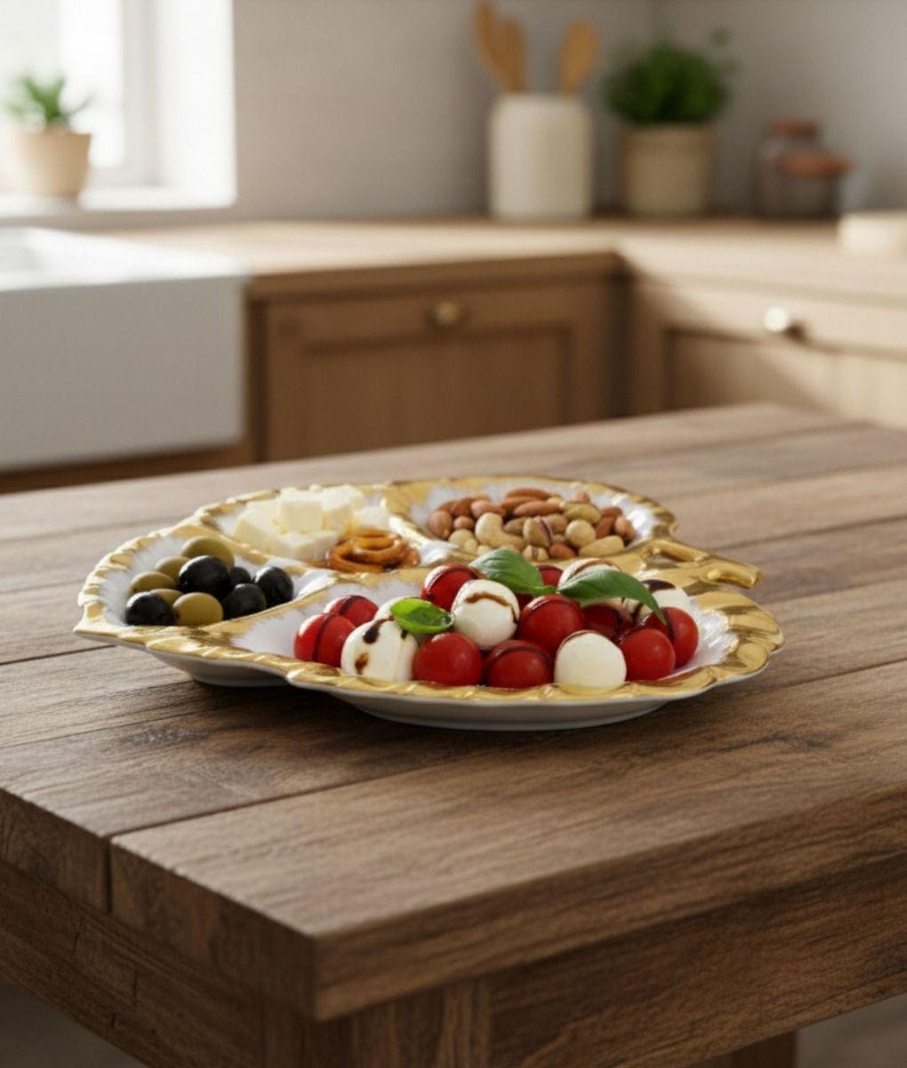 Bandeja Decorativa Aperitivos Forma Hoja Festoneada Jhn-7
