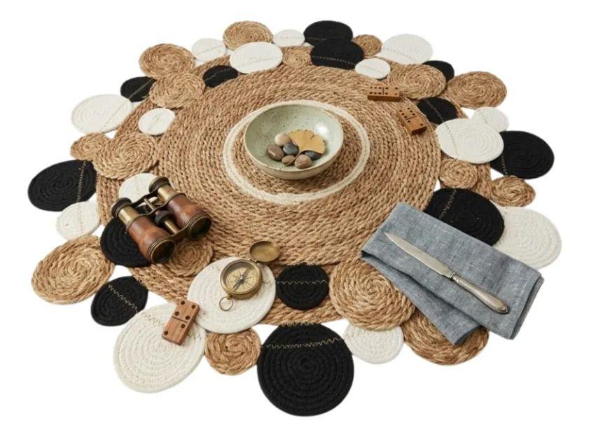 Alfombra Decorativa Redonda Artesanal Sala Vestidor Boho ALJ-1