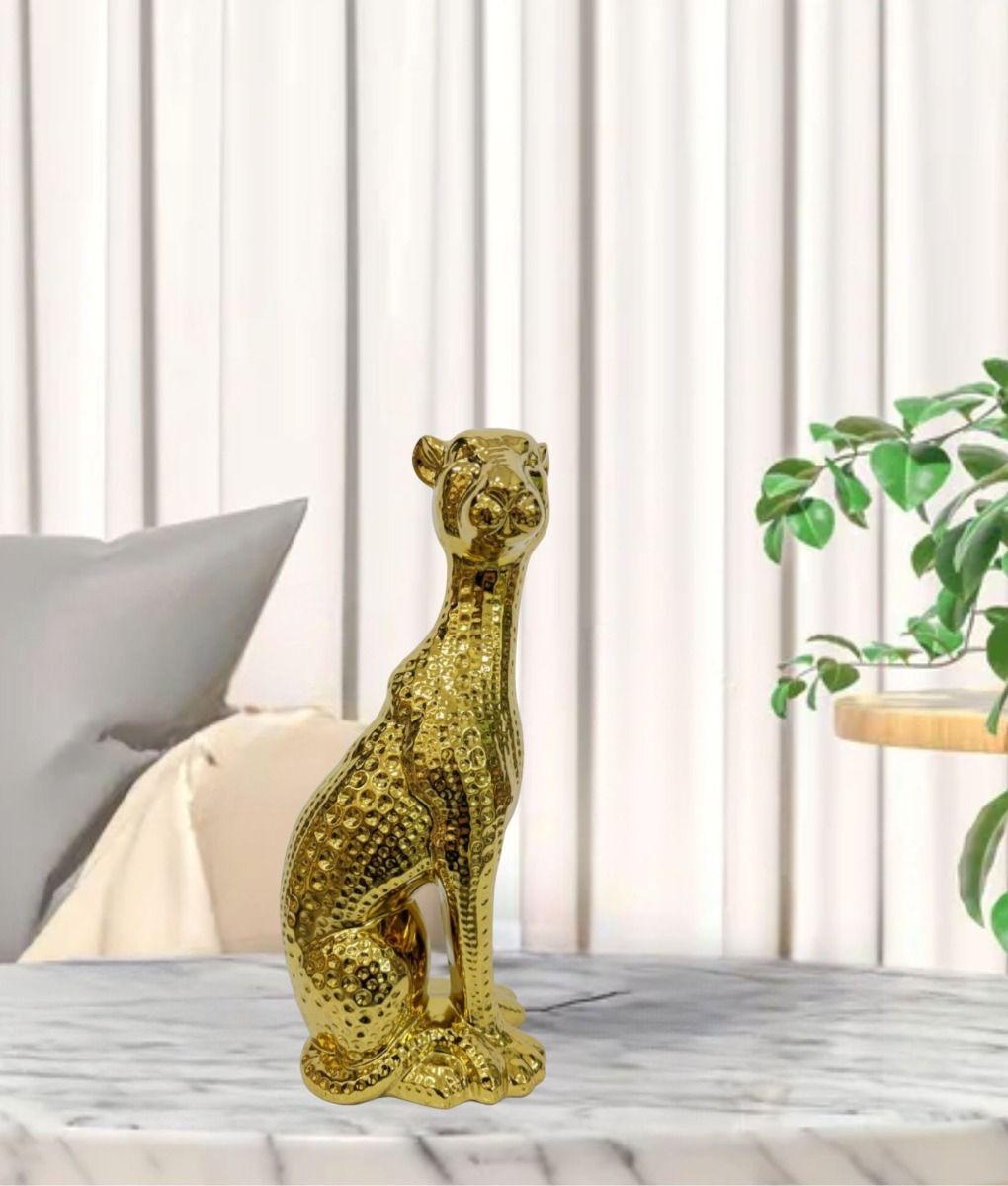 Estatua Decorativa Adorno Guepardo Sentado Figura Jhn-7