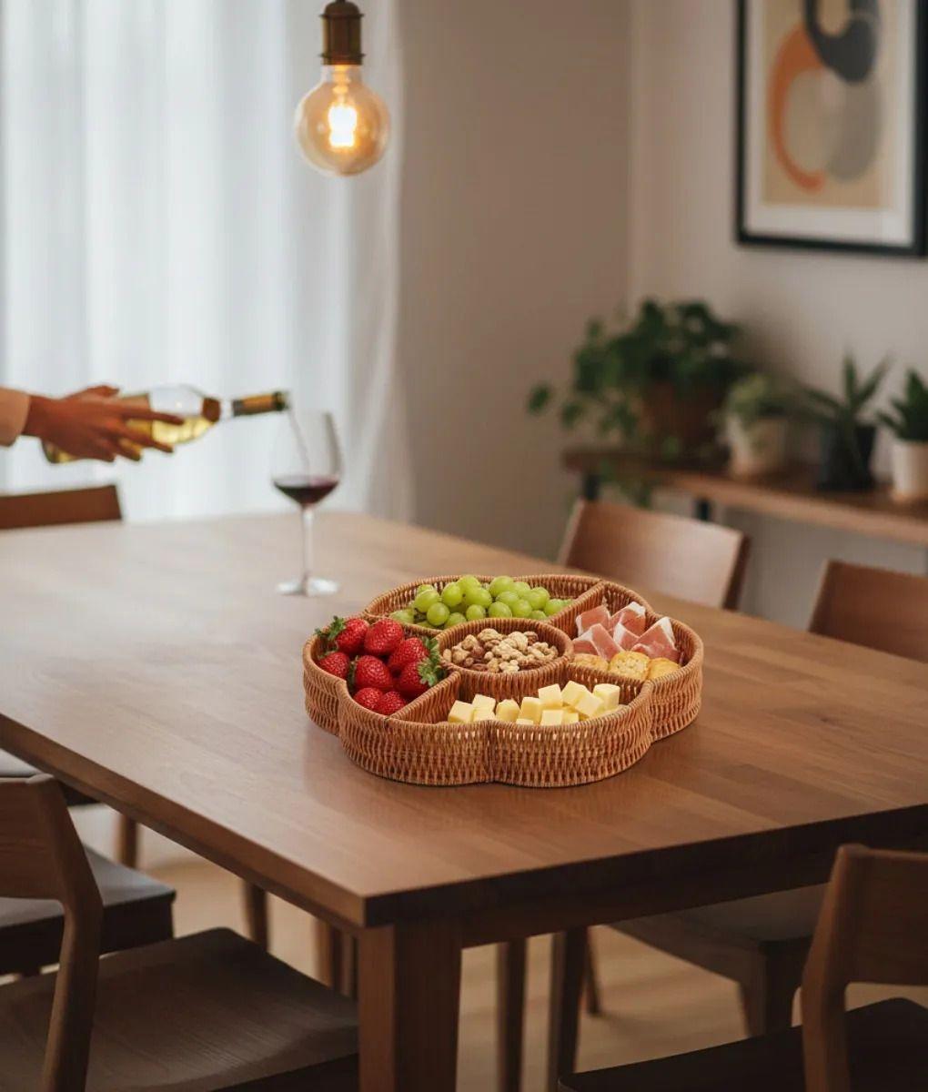 Bandeja Decorativa Servir Hogar Divisiones Diseño Flor Jhn-4