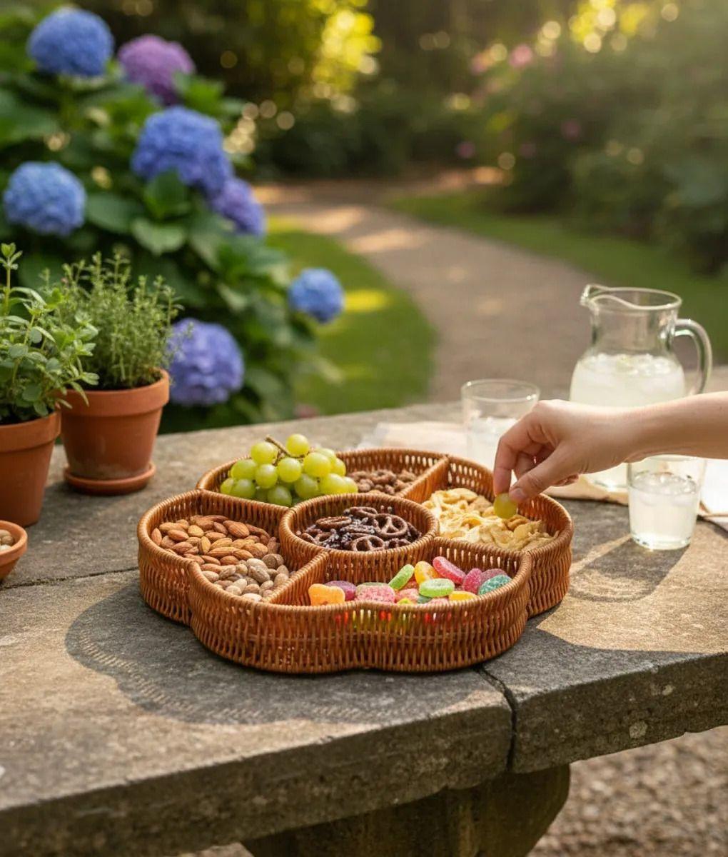 Bandeja Decorativa Servir Hogar Divisiones Diseño Flor Jhn-8