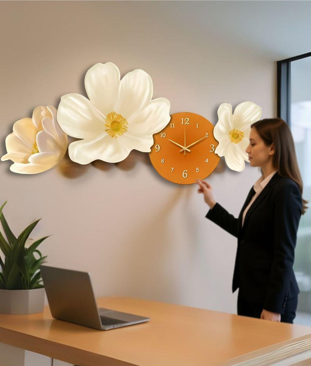Reloj Pared Decorativo LED Diseño Floral 3D Hogar Jhn-3