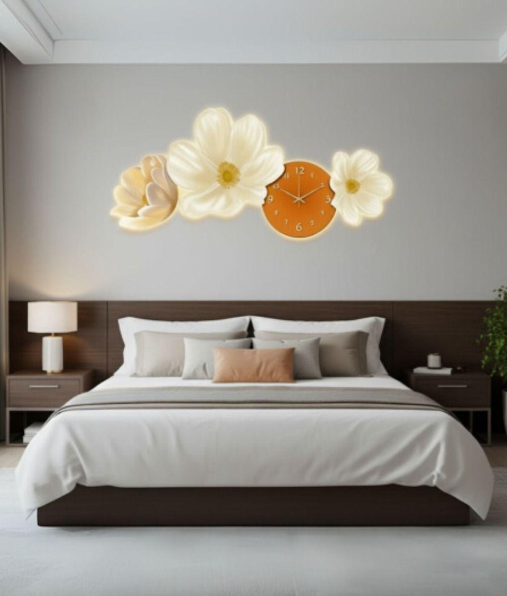 Reloj Pared Decorativo LED Diseño Floral 3D Hogar Jhn-6