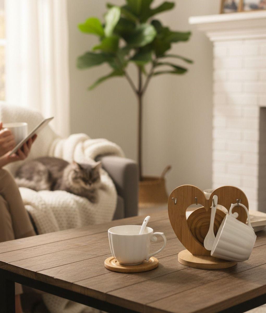 Set 2 Tazas Soporte Exhibición Decorativo Funcional Jhn-9