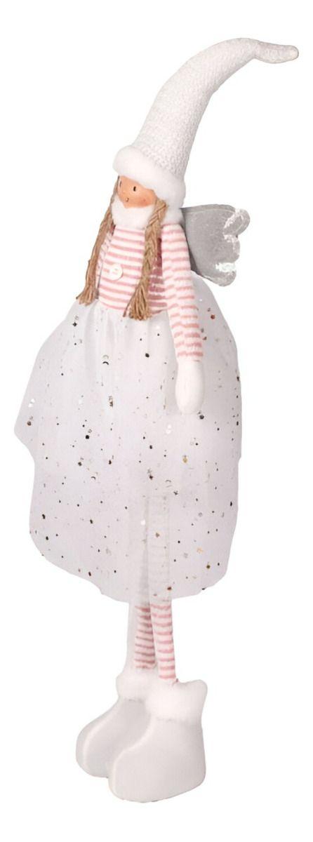 Decoración Ángel Navidad De Pie 79 Cm Trenzado Estrella Jhn-1