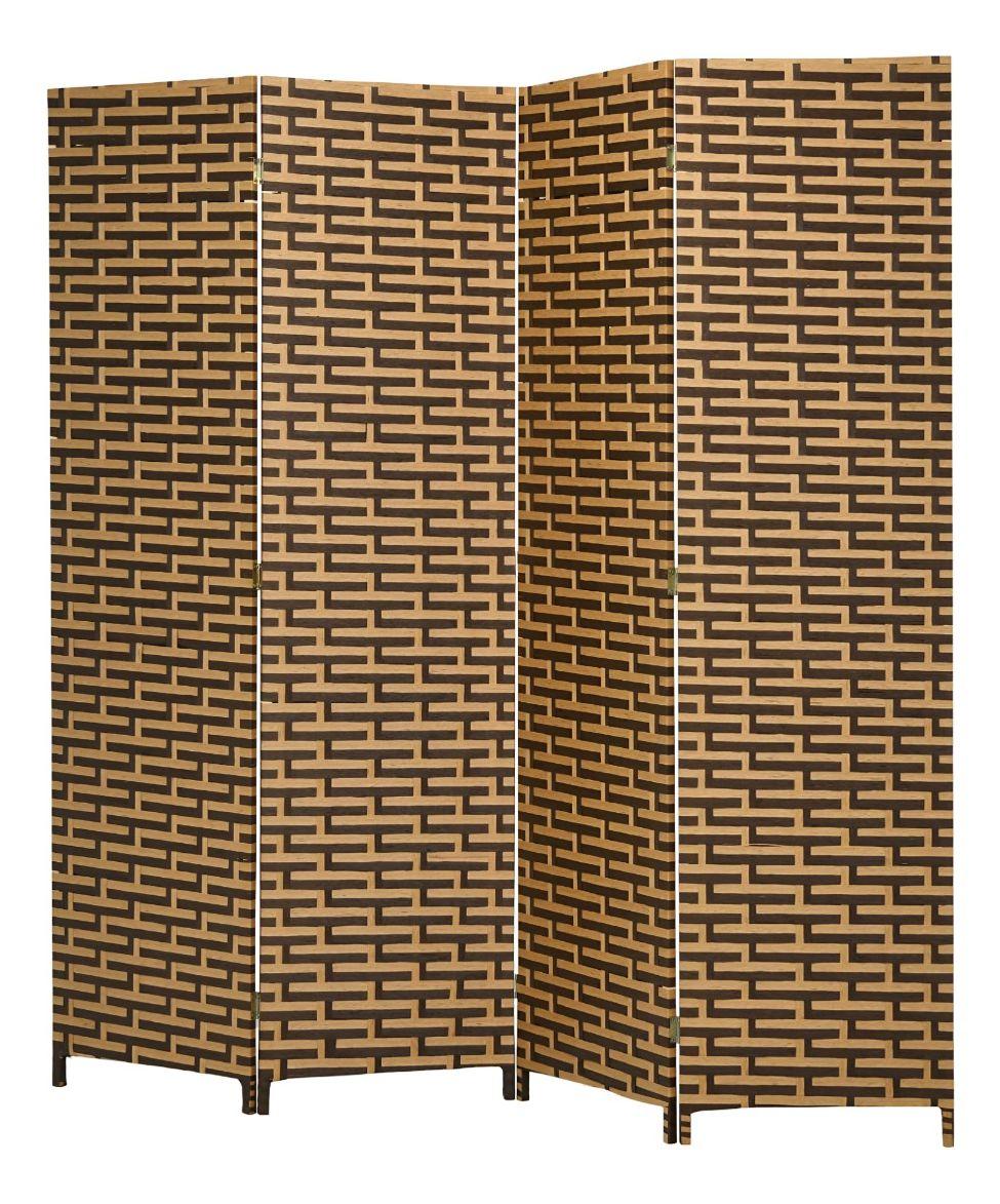 Biombo 4 Paneles Diseño Escalonado Separador Ratán Jhn-8