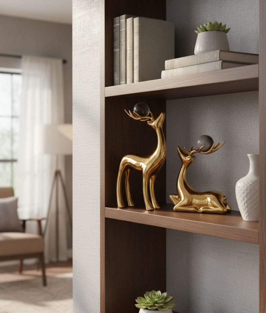 Figura Decorativa Adorno Pareja Ciervos Estilizados Jhn-5