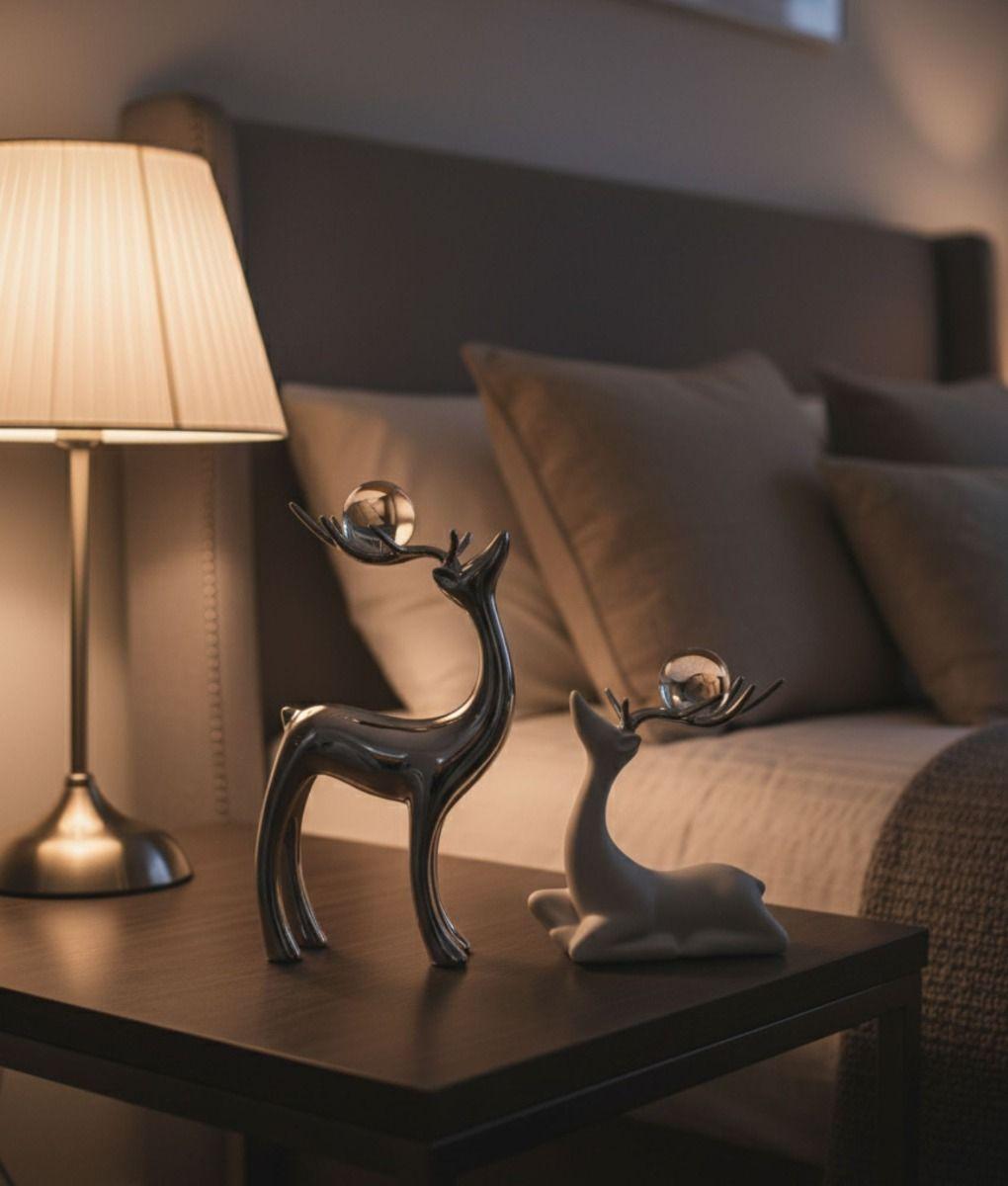 Figura Decorativa Adorno Pareja Ciervos Estilizados Jhn-6