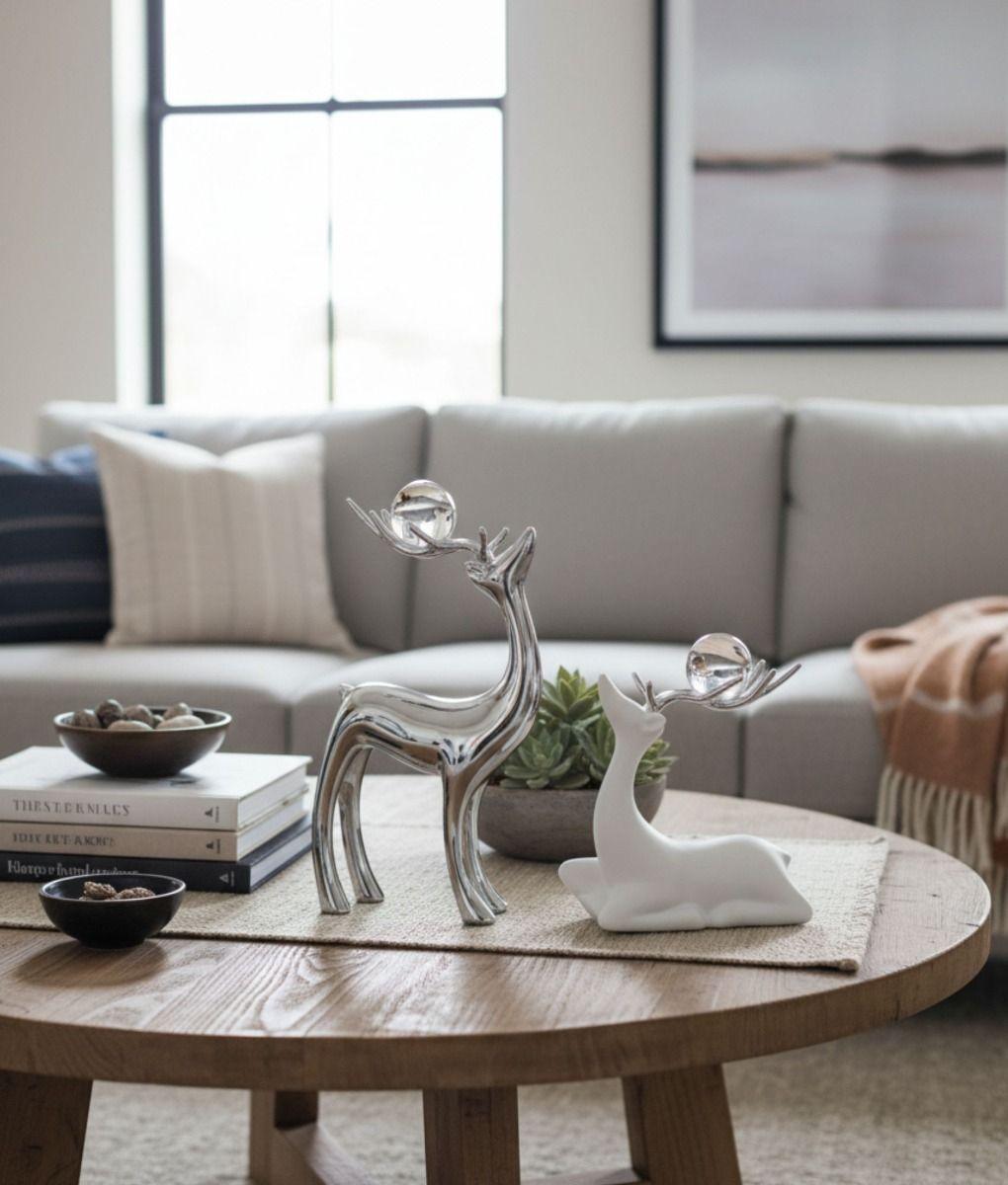 Figura Decorativa Adorno Pareja Ciervos Estilizados Jhn-9