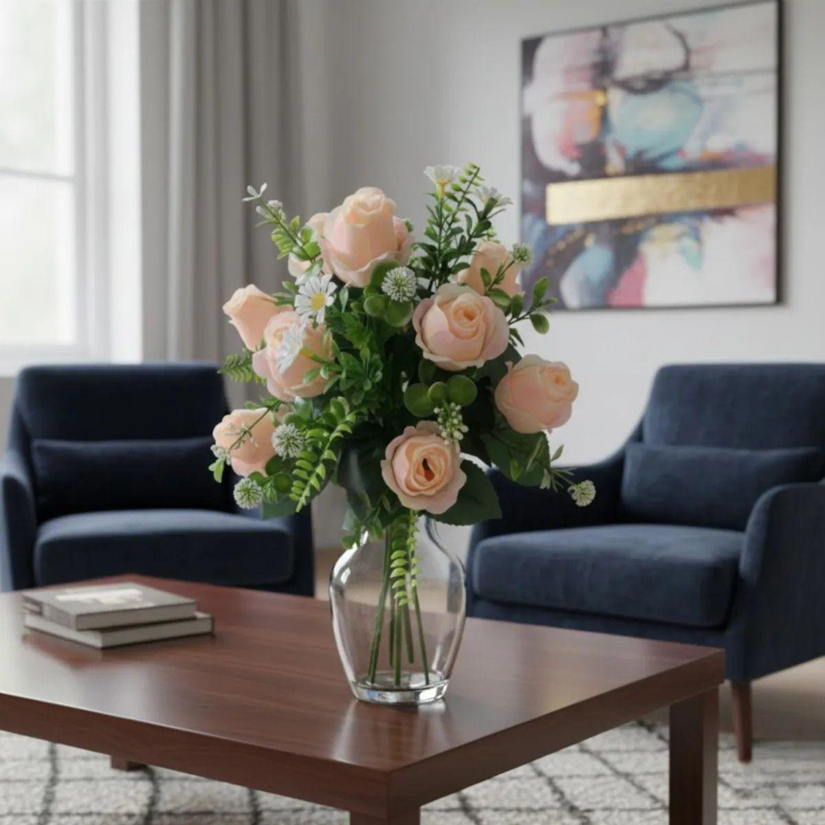 Set 2 Ramo Floral Artificial Ornamental Rosas Adorno Jhn-8