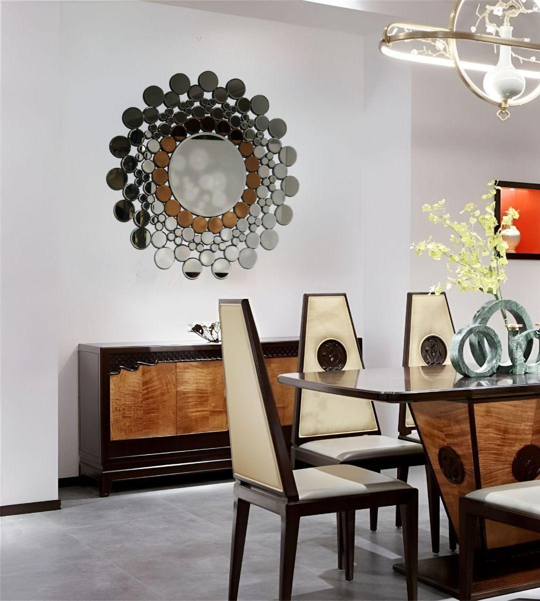 Espejo Pared Circular Decorativo Burbujas Oro Rosa Jhn-6