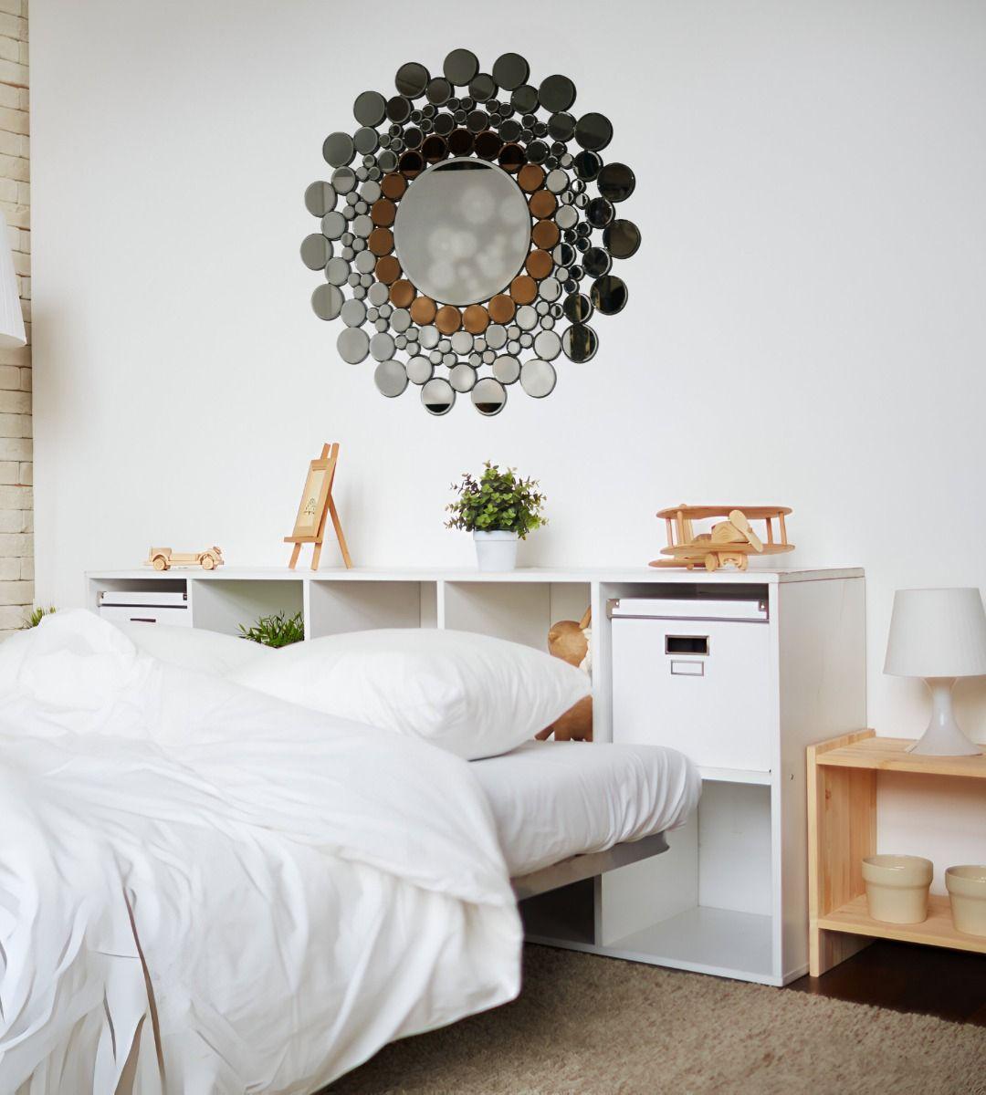 Espejo Pared Circular Decorativo Burbujas Oro Rosa Jhn-8