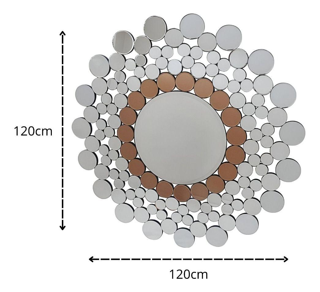 Espejo Pared Circular Decorativo Burbujas Oro Rosa Jhn-9