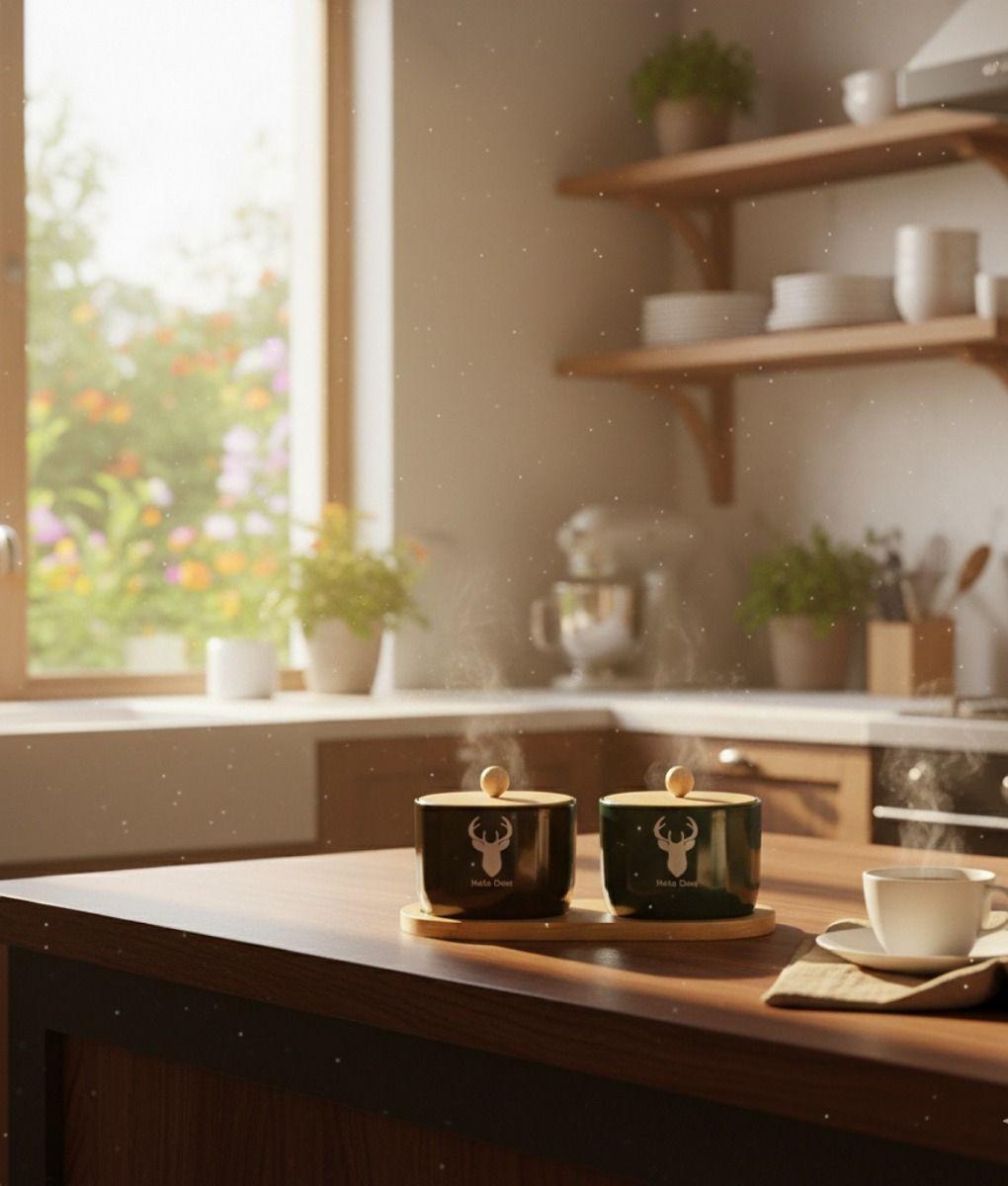 Set 2 Frascos Almacenamiento Contenedor Encanto Natural Jhn-6