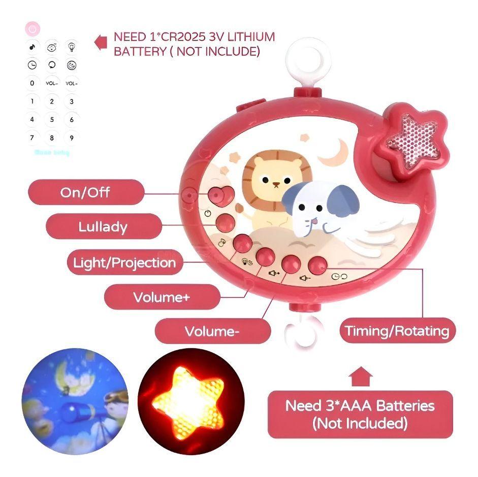 Móvil Bebé Cuna Música Luces Carrusel Portátil Colgante Jhn-2