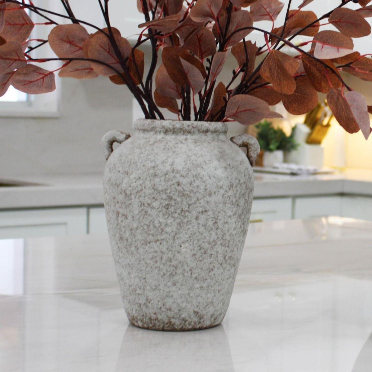 Florero Jarrón Vintage Terracota Textura Rústica 21cm Jhn-5
