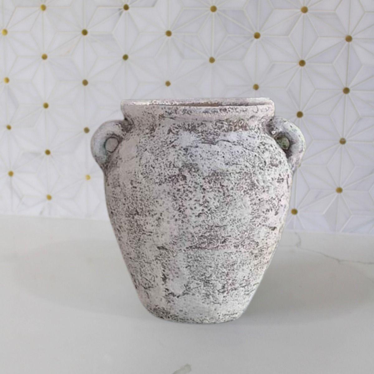 Florero Jarrón Vintage Terracota Textura Rústica 21cm Jhn-6