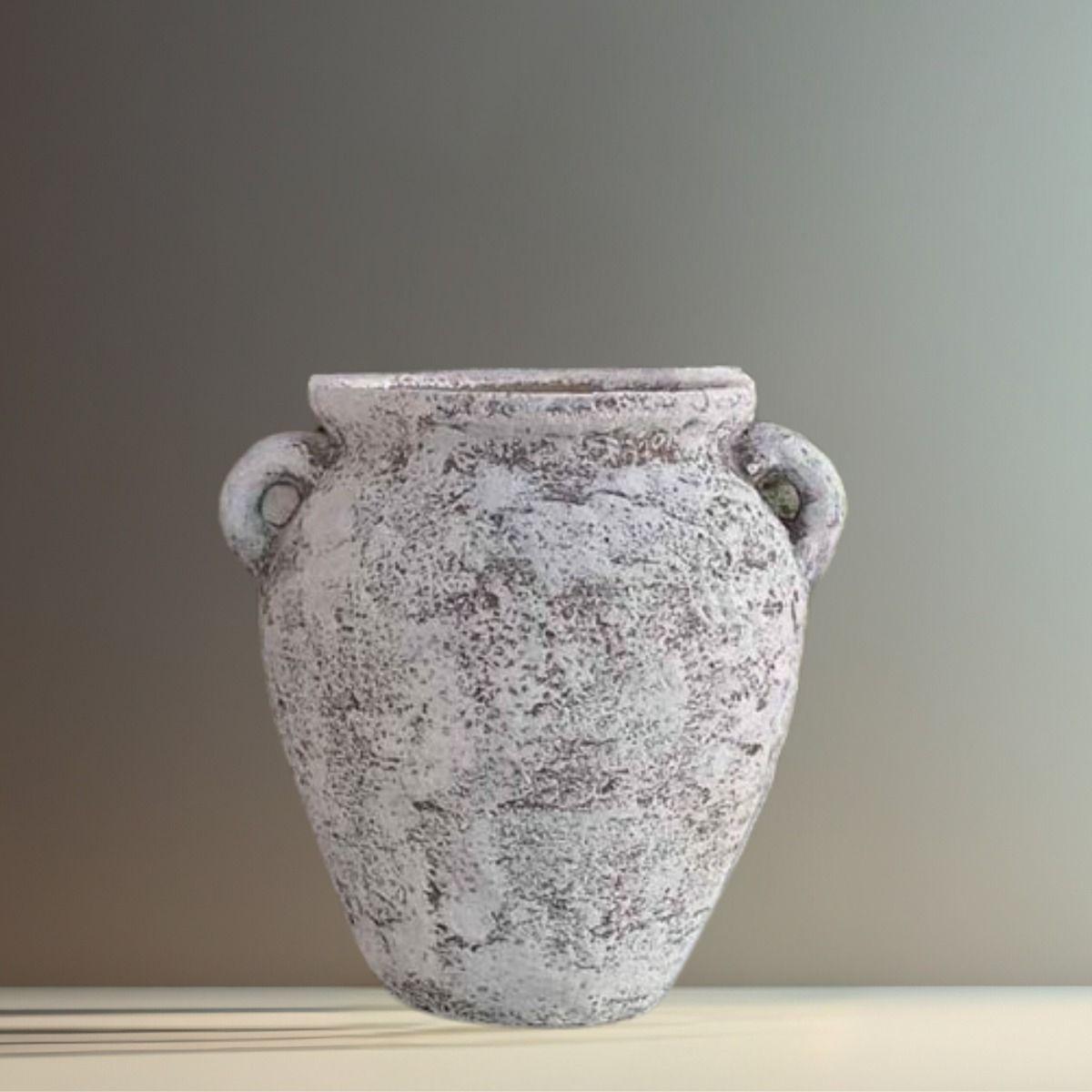 Florero Jarrón Vintage Terracota Textura Rústica 21cm Jhn-9