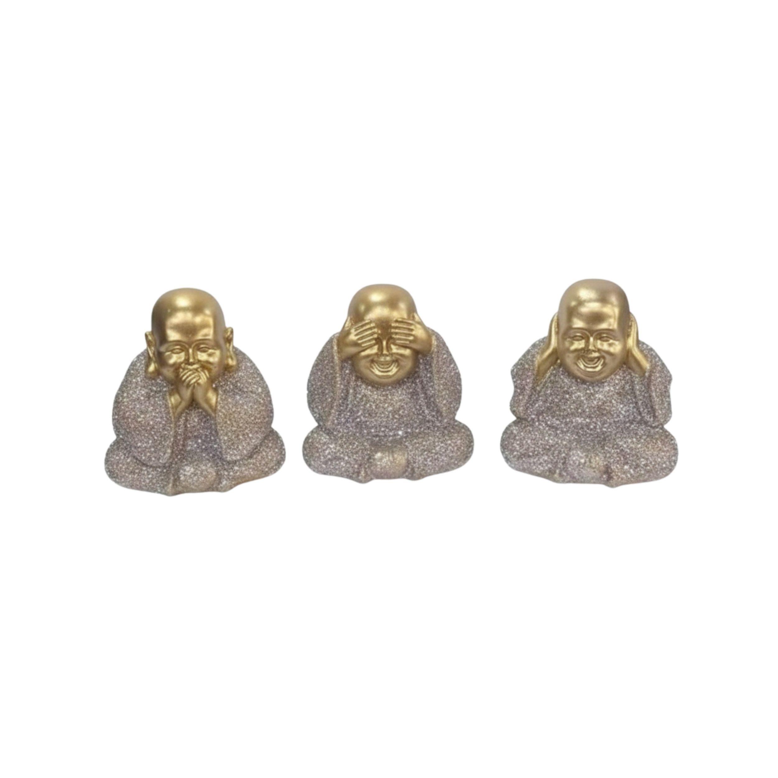 Set 3 Monjes Budistas Felicidad Figuras Decorativas ALJ-0