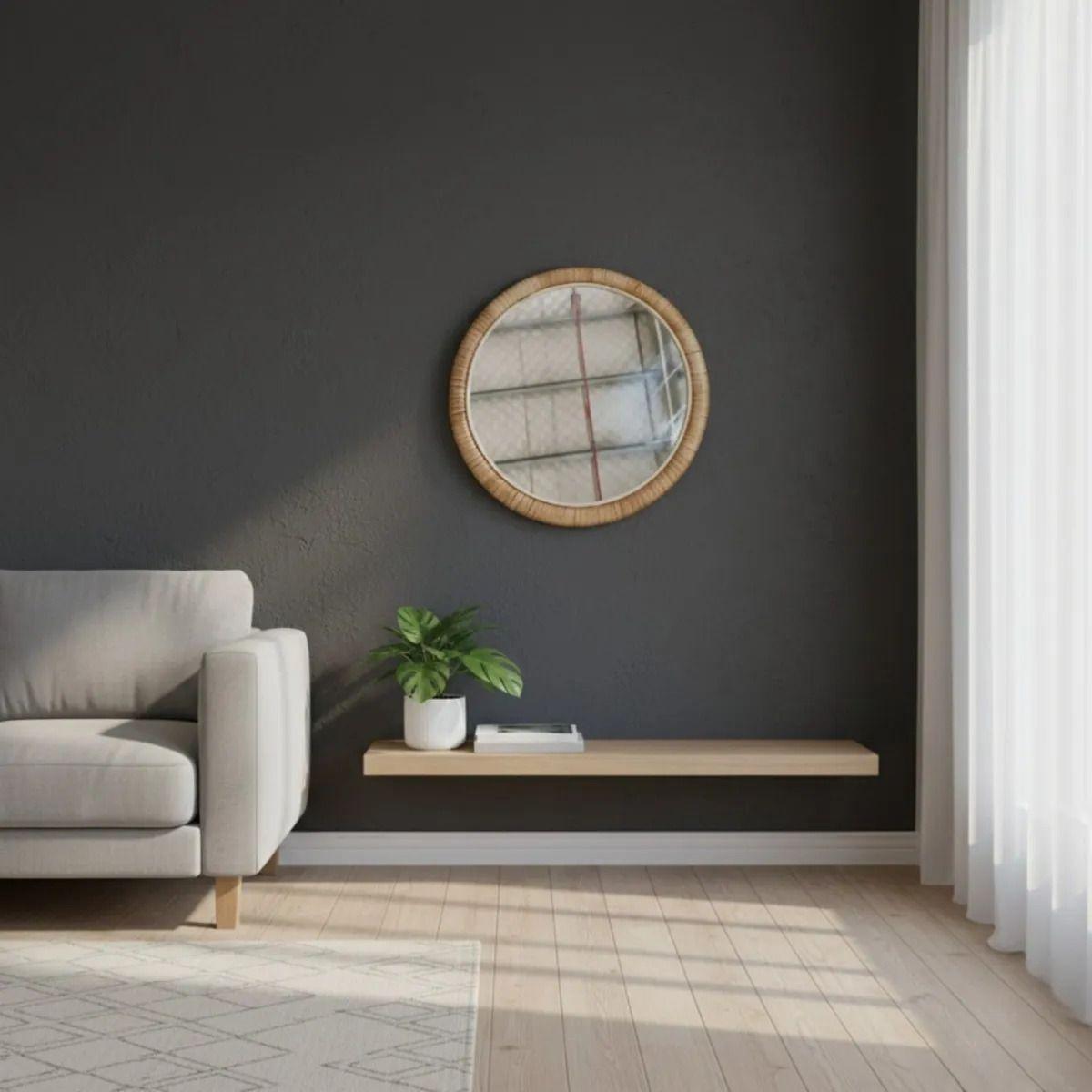 Espejo Pared Decorativo Circular Textura Mimbre Adorno Jhn-4