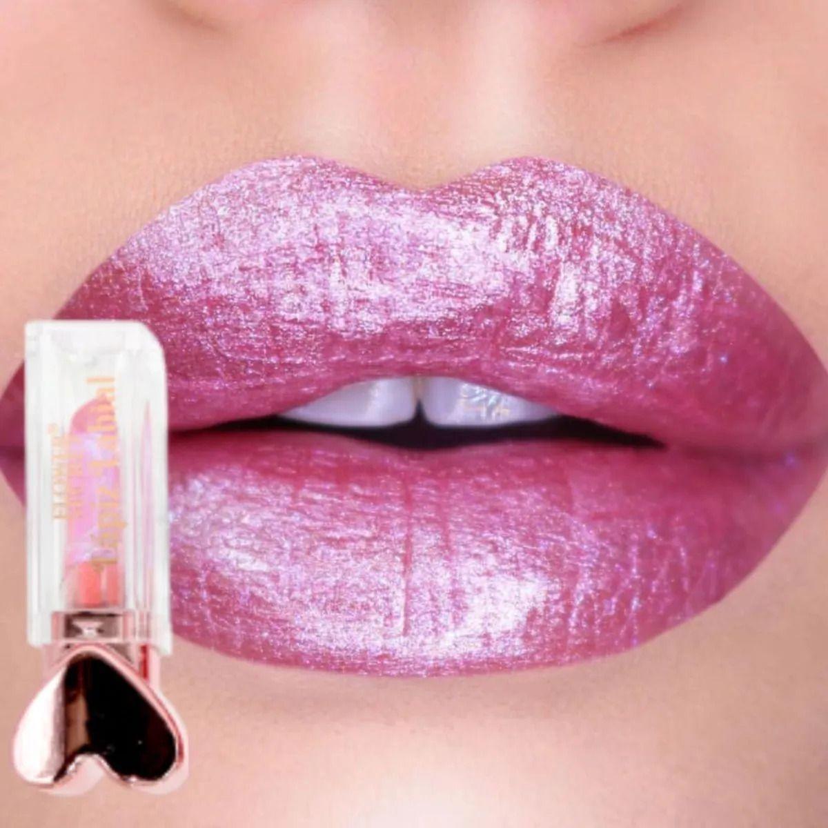 Paq 24 Labiales Barra Efecto Metalizado Diseño Corazón ALJ-2